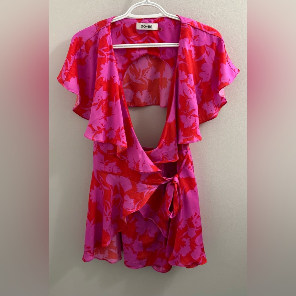 DO+BE Pink and Red Floral Jumpsuit